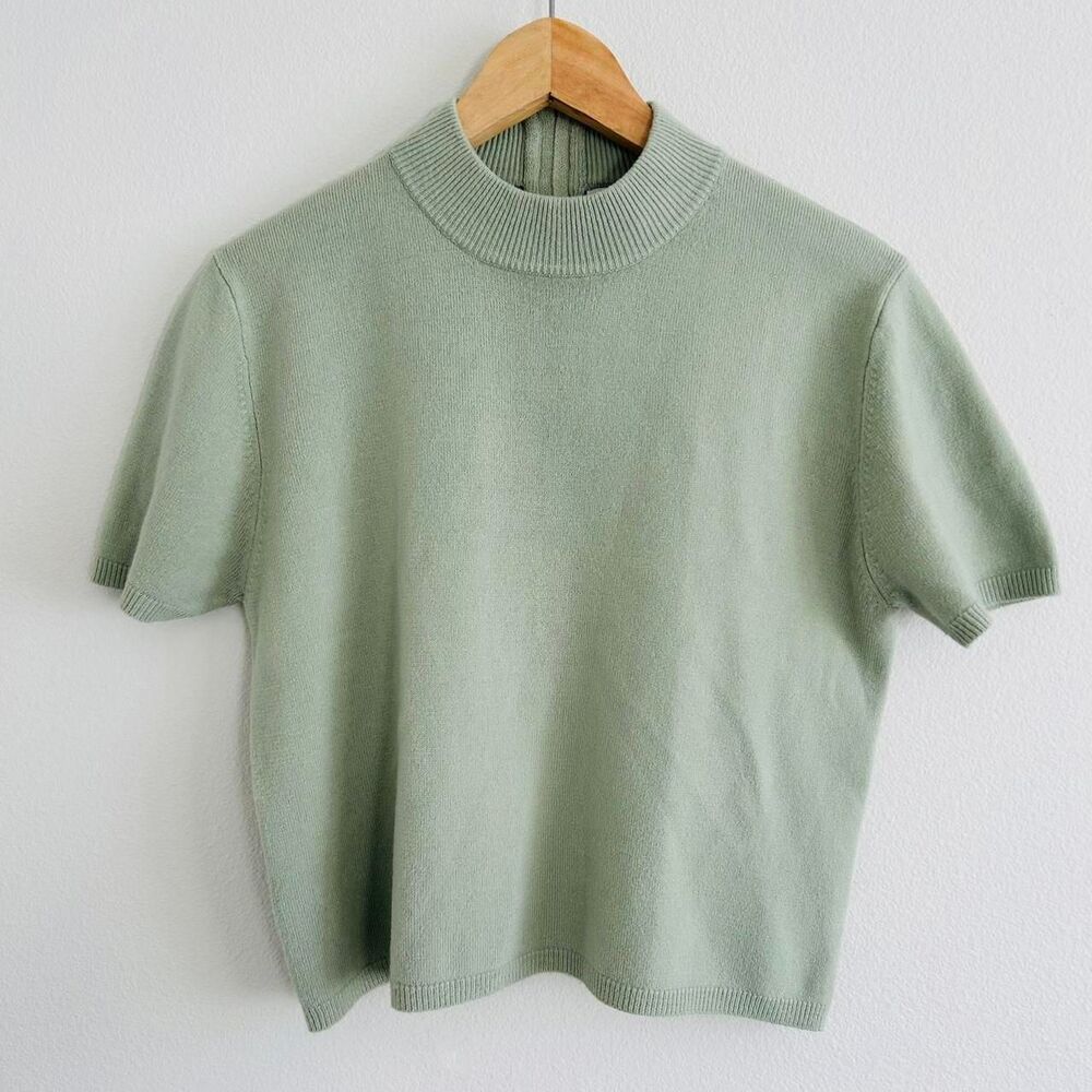 Drapers & Damons Sage Green Sweater Short Sleeve Top Petite Small